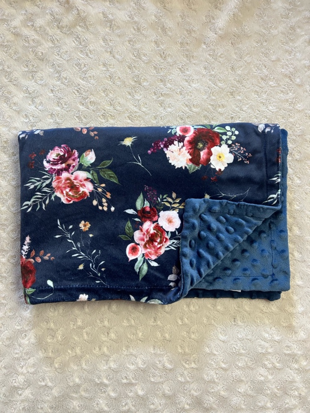 Boritar Blue Floral Baby Blanket Minky Dot Security Lovey Pink Flowers